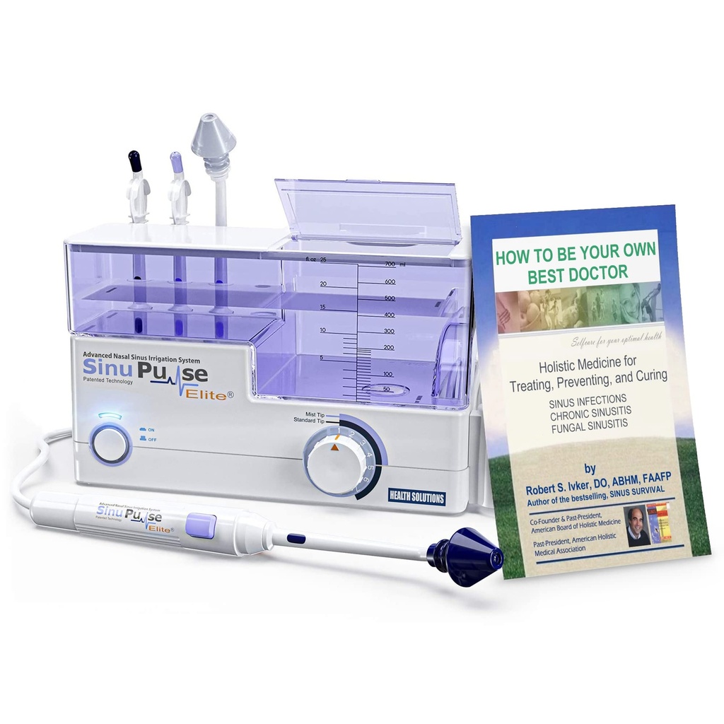 SinuPulse Elite Advanced Nasal Irrigation System, Pulsating Nasalungestion Relief & Sinus Rinse Machine, יותר יעיל מ Neti Pot, Nose Spray או Nasal Wash בקבוק, עם 30 SinuAir Packets