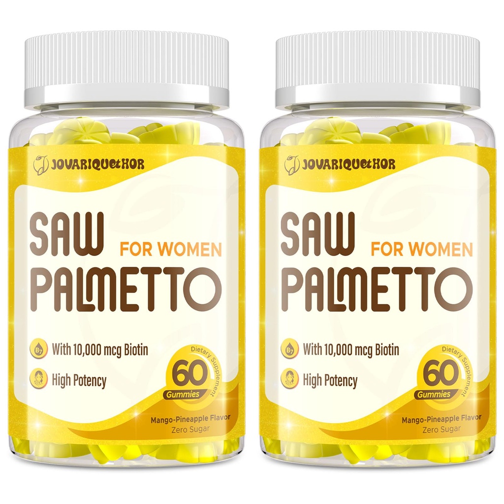 Saw Palmetto for Women - DHT Bloer Hair growth growth Supplement - 500 מ"ג פוטנט ראה חניכיים לשיער, עור, ציפורניים, Urinary Wellness - מנגו-Pineapple Flavor - 120 מסטיקנים