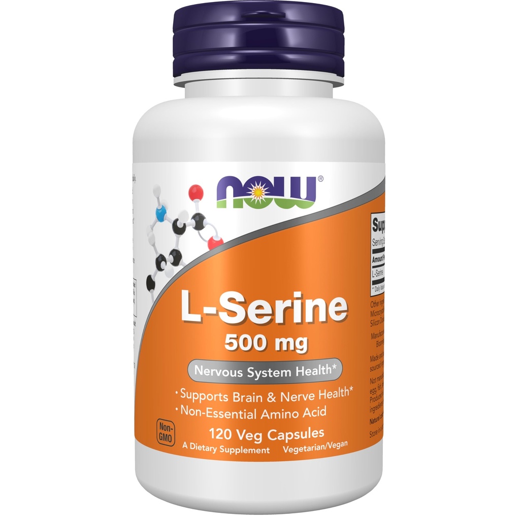 עכשיו תוספים, L-Serine 500 מ"ג, מערכת העצבים, 120 קפסולות Veg