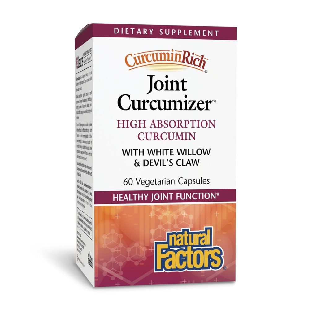 CurcuminRich משותף Curcumizer על ידי גורמים טבעיים, תמיכה מפרקים בריאים, לב ותגובה טבעית דלקתית עם ווילו לבן, 60 קפסולות (30 מנות)