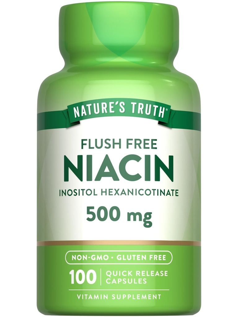 Nature's Truth Flush Free Niacin | 500mg | 100 Capsules | Non-GMO & Gluten Free Supplement