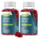 VITEEY ויטמין D3 K2 חניכיים - 1000 IU ויטמין D3 ו-K2 100mcg - Bone & Heart Health for Adults and Teens - Vegetarian, Gelatin Free, GMO Free - Tasty Chewable D3K2 ויטמין Strawberry Flavored חניכיים