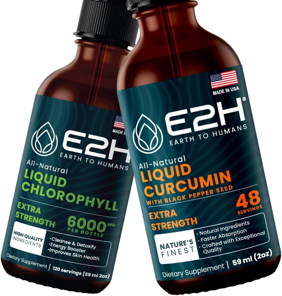 E2H: נוזל Chlorophyll ו נוזל Turmeric Curcumin