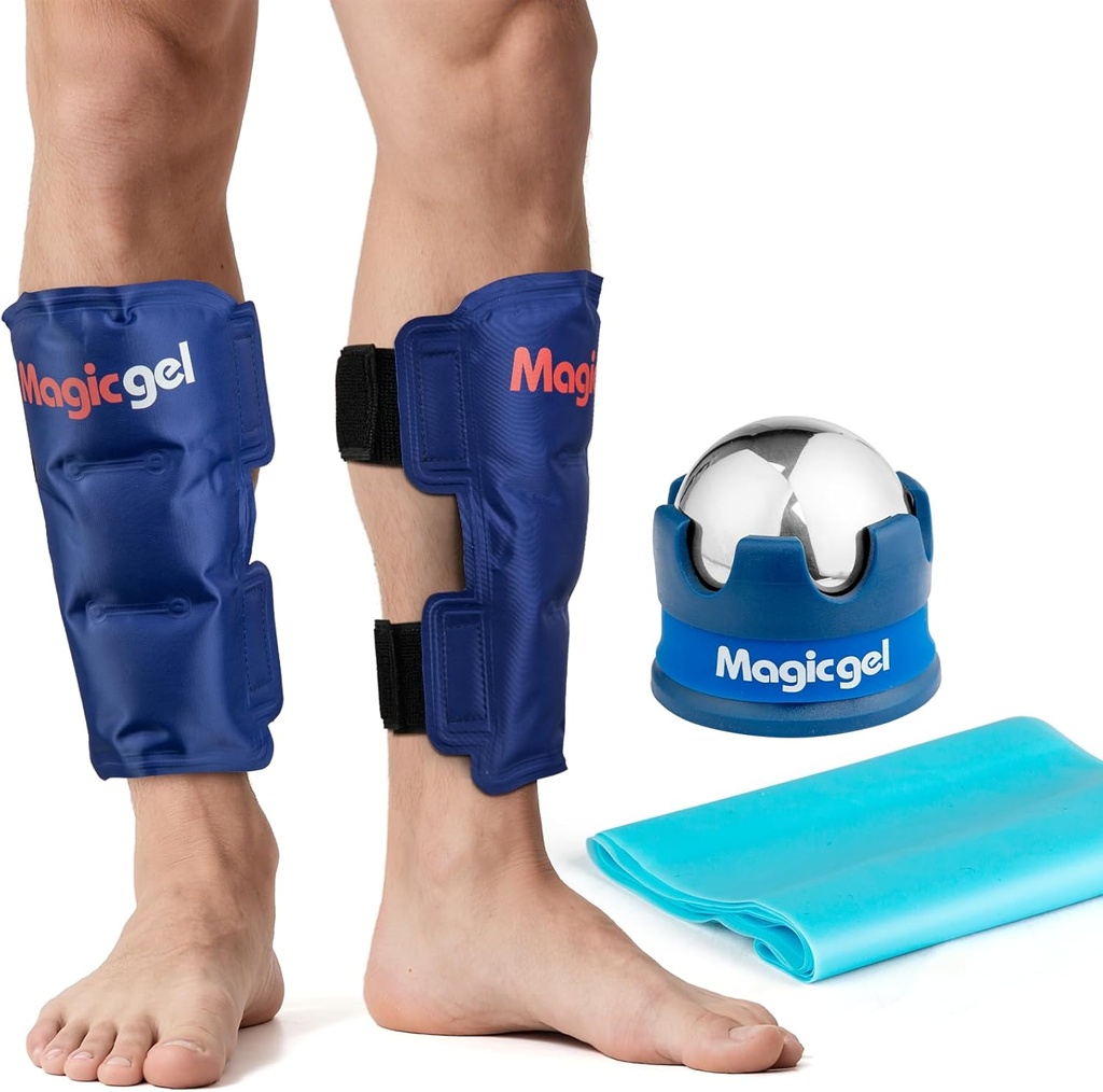 Shin Splint Relief: Hot & Cold Packs, Cryoball & מתיחה Bands for Shin Splints