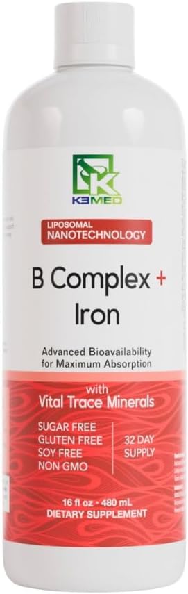 nanonutrition B Complex + Iron | Liposomal ננוטכנולוגיה | 100% מרכיבים טבעיים | 16 Fl. Oz