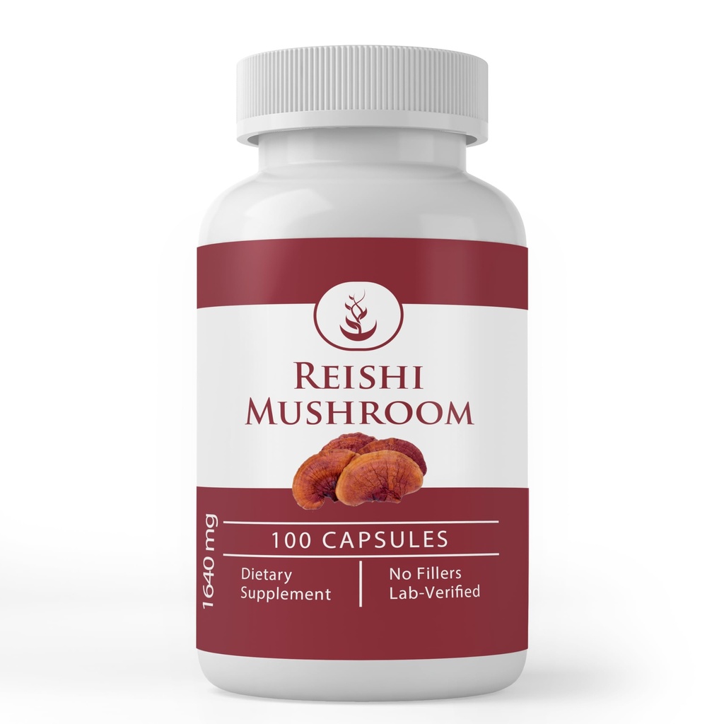מרכיבים מקוריים טהורים Reishi Mushroom, (100 קפסולות) Always Pure, No Additives Or Fillers, מעבדה מאומתת