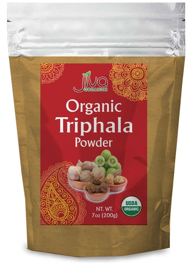 Jiva Organics Organic Triphala אבקה 7 Ounce Bag - Ground Amla, Bhibitaki, ואת Haritaki פירות מעורבב, 100% טבעי ולא GMO