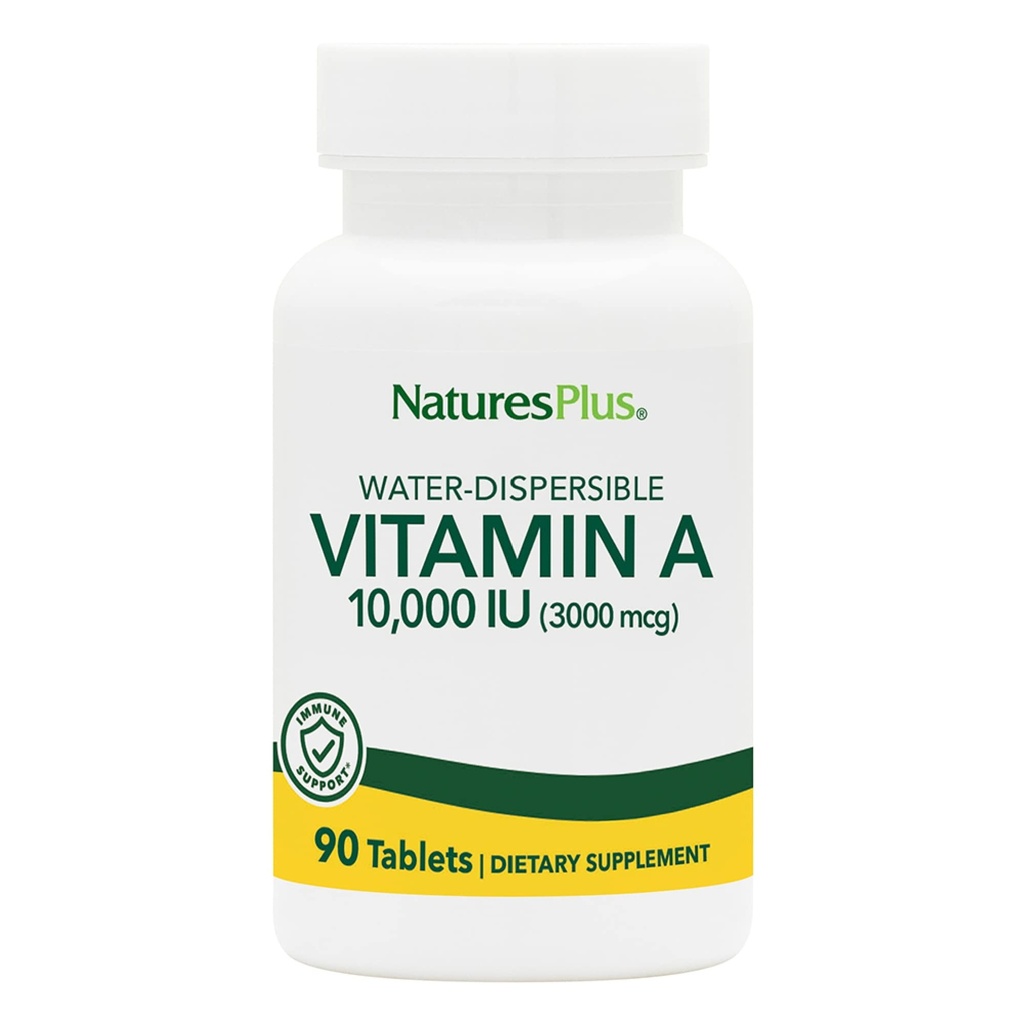 NaturesPlus ויטמין A (PAmitate) - 10,000 iu - עור בריא, עיניים, חזון מערכת החיסון - מים בשפע עבור Absorption מקסימלית - 90 טבליות צמחוניות (90 משרתים)