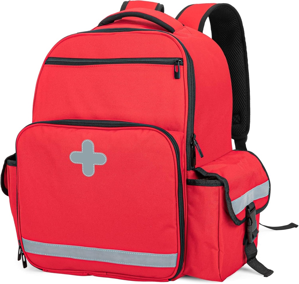 CURMIO חירום רפואי תרמיל, First responseer EMT Bag for EMS, קמפינג, Hiking, Home Health, שדה נסיעות, Red (Bag Only, Patented Design)