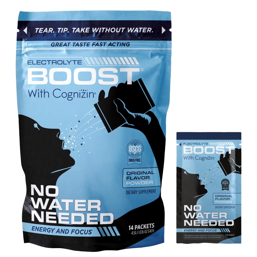 אבקת אלקטרוליטה Packets עם Cognizin Take Without Water, hydrotion Extending תוסף, No Sugar, No Stevia, No Caffeine, No Water Needed, Dissolves in Mouth, 14 Pack