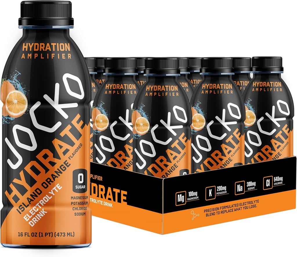 Jocko דלק hydrote אלקטרוליט משקאות - משקאות ספורט לחות Amplifier, Thirst Quencher - מבחינה מדעית פורמולה אלקטרוליטית בלנדר 16 Oz (12 Pack)