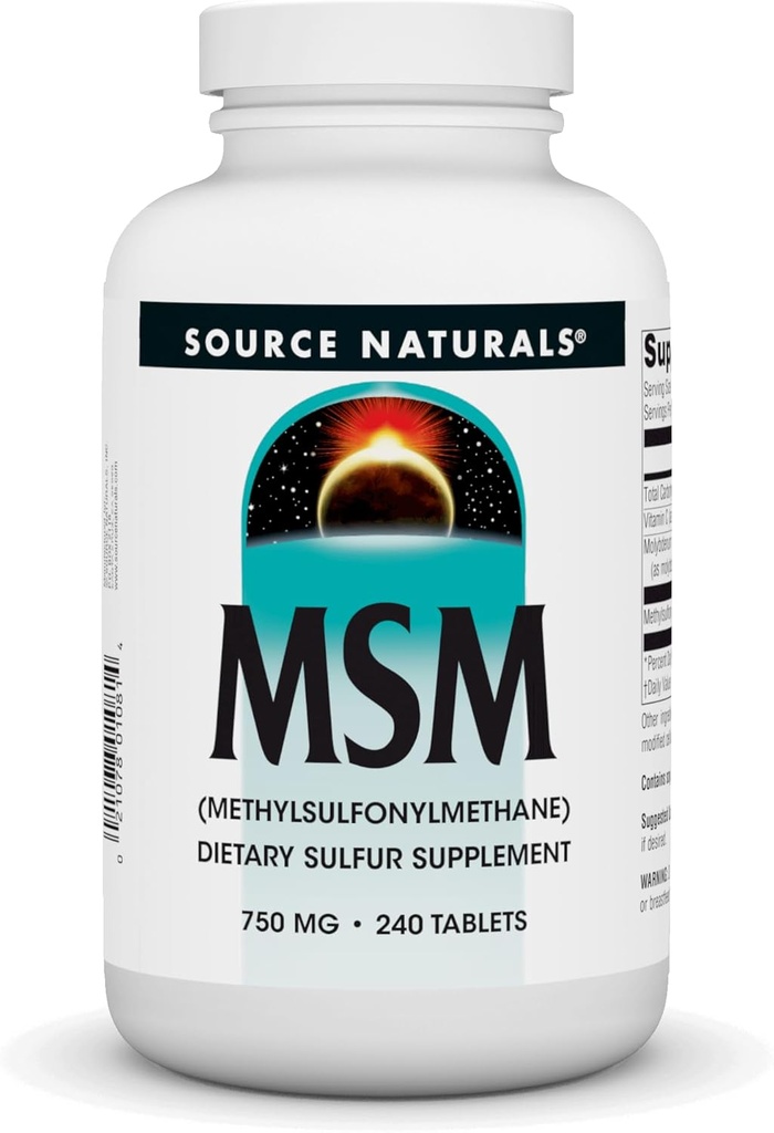 מקור טבעי MSM (methylsulfonylmethane), 750 מ"ג - 240 טבליות