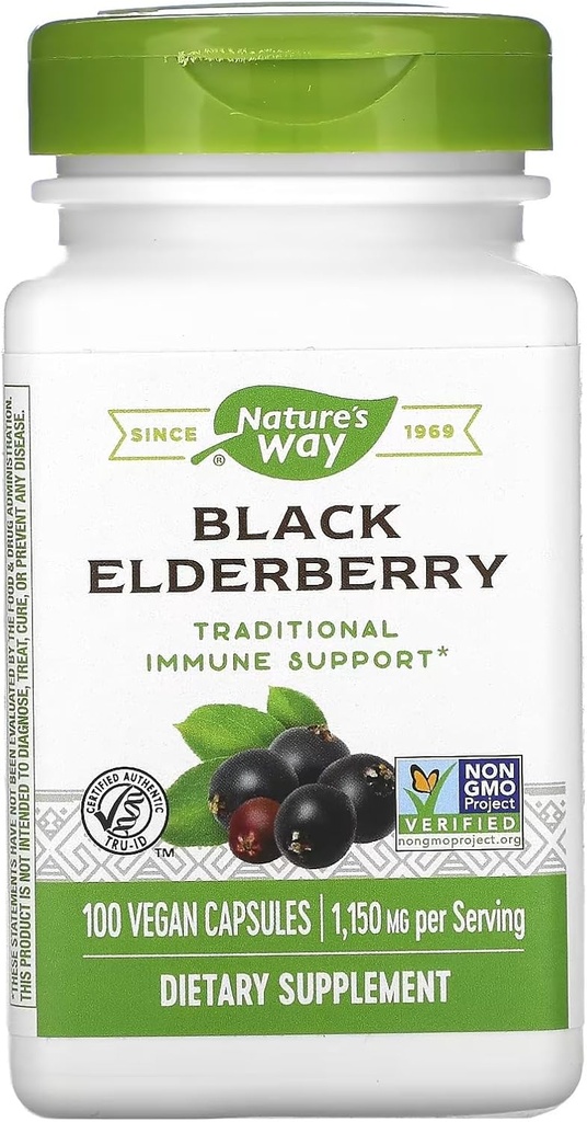 דרכו של הטבע Black Elderberry 100 קפסולות חבילת 3