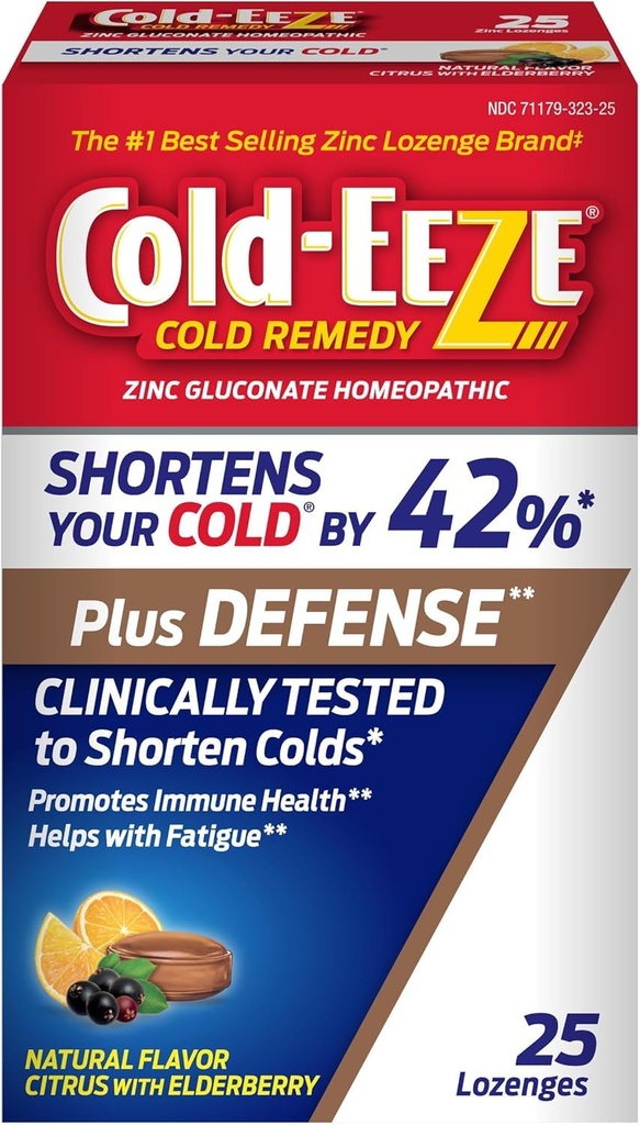 Cold-Eeze Plus Defense Citrus with Elderberry Zinc Lozenges, Redopathic Cold Remedy, Shortens Common Coldתסמינים הקרים, מקדם את בריאות החיסון עם סמבוקוס ניאגרה, Echinacea ו- Rose HIPS, 25 Ctens Common Coldens Common Coldתסמינים, Ctens Common Common Coldens Common Cold, מקדם בריאות החיסון עם Sambucus Nigra, Echinacea ו-Ro HIPS, 25 CtS, 25 Ct.