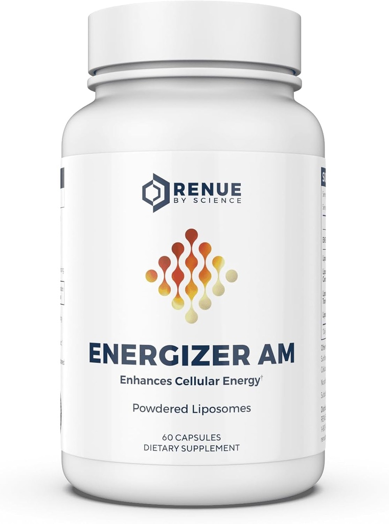 Renue by Science Energyzer AM | Liposomal Resveratrol Hesperidin & Green Tea Supplement | 60 קפסולות עם Trans Resveratrol (65mg) Hesperidin (150 מ"ג) ייצור תה ירוק (35 מ"ג) - Non-GMO | Made in USA