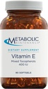 ויטמין תחזוקה מטבולית E Complex (Mixed Tocopherols) 400 IU עם D-Alpha D-Beta D-Gamma + D-Delpha תוסף - Cardiovascular + Antioxidant תמיכה (90 קפסולות)