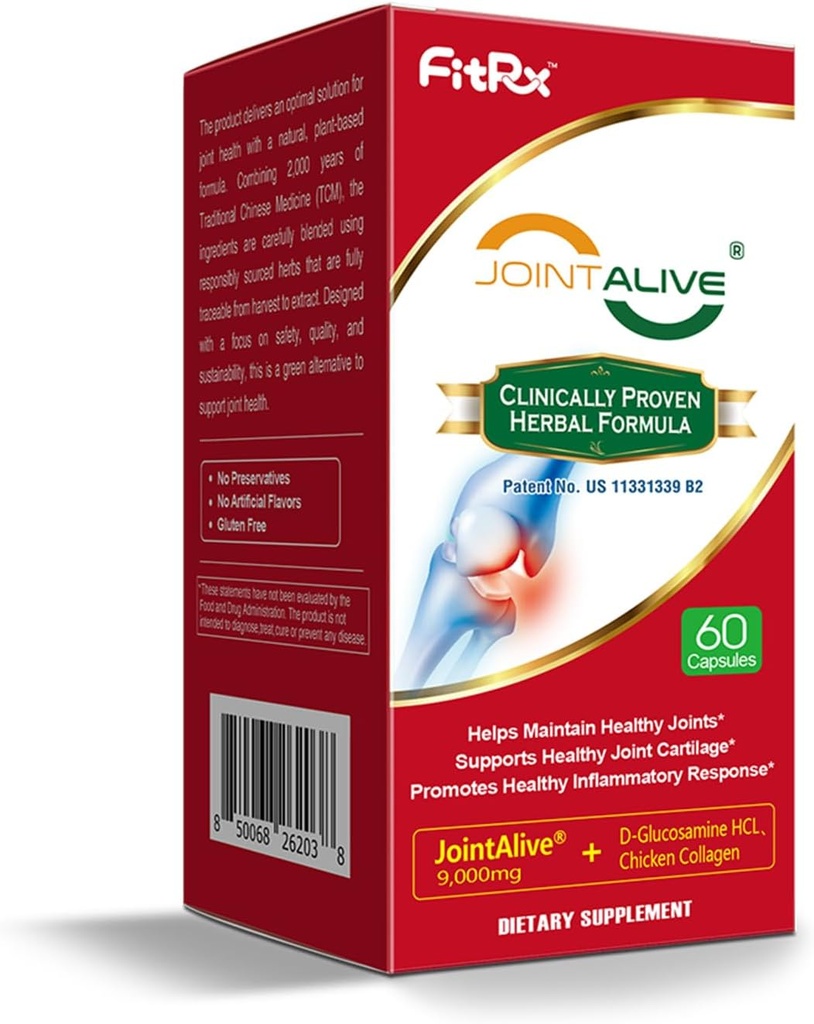 FitRx JointAlive Joint Support Supplements for Women & Men, Glucosamine Chondroitin, Type II Collagen, Relief Joints Discomfort, תיקון קרטליג, במהירות כמו 7 ימים, 30 משרתים