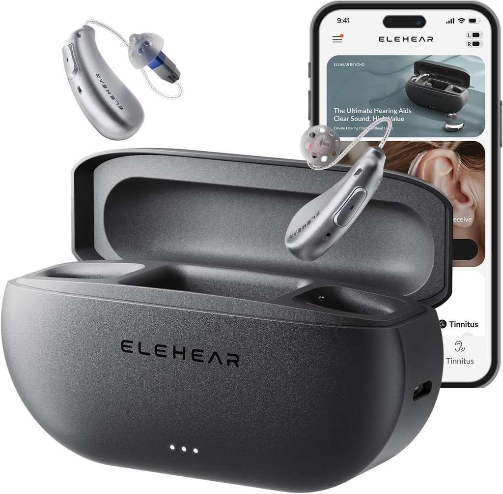 ELEHEAR-Beyond OTC Hearings, AI מופעל שיפור דיבור ו Tinnitus Masking, איכות סאונד גבוהה, קישוריות עם iOS או מכשיר אנדרואיד באמצעות Bluetooth 5.3, עבור מבוגרים ומבוגרים