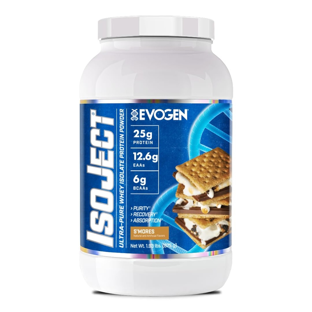 Evogen Isoject - Whey חלבון Isolate | Ultra-Pure Whey חלבונים אבקת עם Ignitor Enzymes, BCAAs, ו-EAAs | Enhanced Absorption & Recovery | S'mores | 25 משרתים