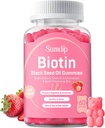 Black Seed Oil Gummies עם ביוטין, Immune תומך שיער בריא & Skin & Nils עבור נשים וגברים, Chlorophyll, Zinc, ויטמין A, B6, B12, C, D, תוסף טבעוני - 60 מסטיקנים טבעוניים