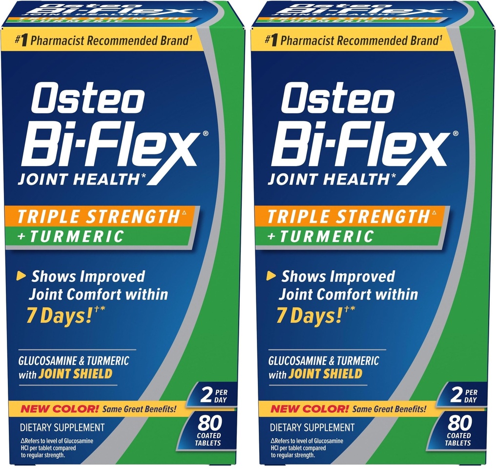 Osteo Bi-Flex Triple Power Glucosamine עם Turmeric, Joint Health Supplement, Coated Tablets, גרסה מקורית, 80 Count (Pack of 2)
