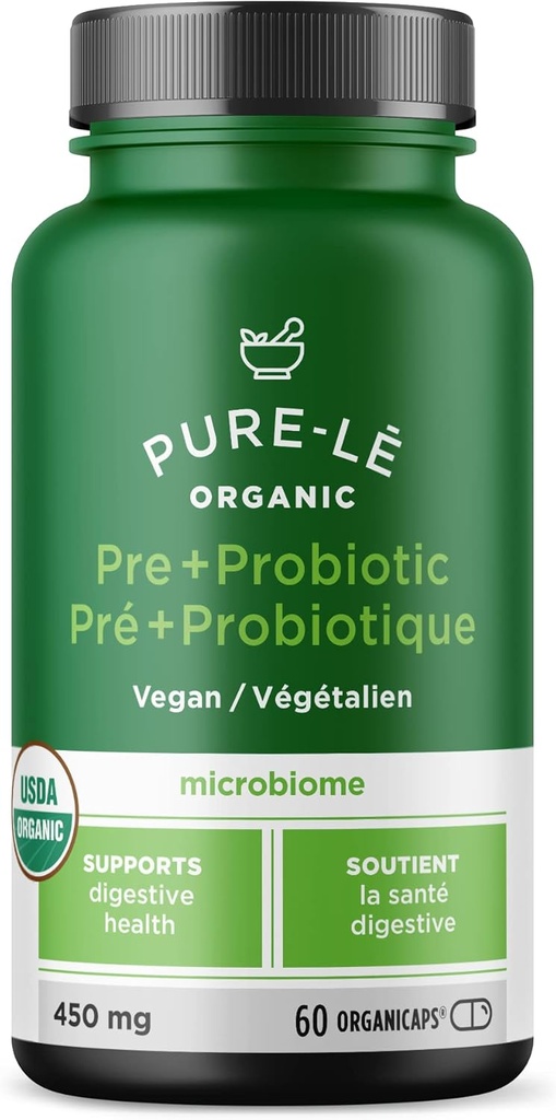 USDA אורגני Prebiotic + Probiotic 60 Organicaps - טבעוני מוסמך אורגני מוסמך תמיכה מלאה מדי יום. All Natural - Ultra Premium Digestive Dietary