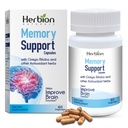 HERBION Naturals Memory Support קפסולות, מסייע לשפר את תפקוד המוח ואת השכלתו המוחלטת, לשמור על רמות בריאות של Mood עם ג'ינקגו בילובה, עבור מבוגרים, 60 הרוזן, Pack של 1