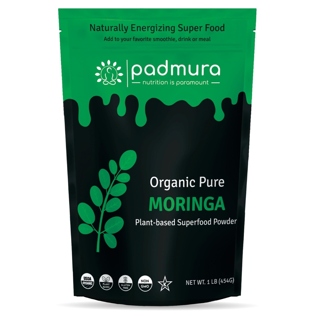 אבקת Moringa נוזלית 16 OZ - 1 LB | Moringa Oleifera Leafאבקת Superfood | USDA אורגני מוסמך | כשר | Non GMO | Getten Free | טבעוני