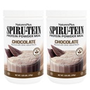 NaturesPlus SPIRU-TEIN, שוקולד - 1.05 lbs, Pack of 2 - Plant-based Protein Shake - non-GMO, Vegetarian, Gluten Free - 34 Totalשרתים