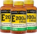 MASON NATURAL ויטמין E 90 מ"ג (200 IU) - Antioxidant and Essentialent, מערכת החיסון לבריאות, עור ועיניים, תוסף גוף שלם, 100 Softgels (Pack of 3)