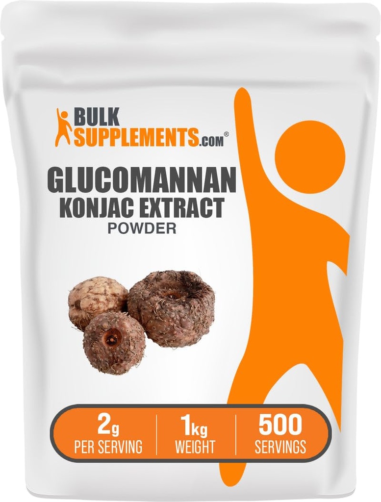 BulkSupplements.com Glucomannan אבקה של קונג'אק Root Extractis, Glucomannan תוספים - Gluten Free, 2g לשרת, 1kg (2.2 lbs) (Pack of 1)