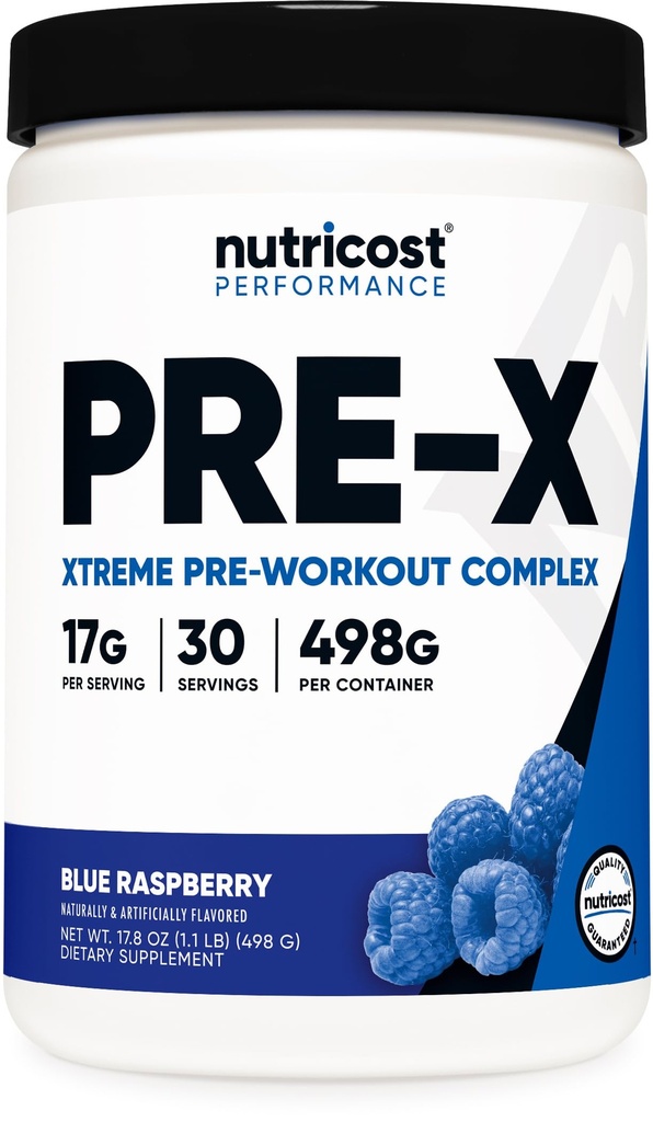 חומרים מזינים Pre-X Xtreme Pre-Workout אבק מורכב, פטל כחול, 30 משרתים, Vegetarian, non-GMO ו Gluten Free