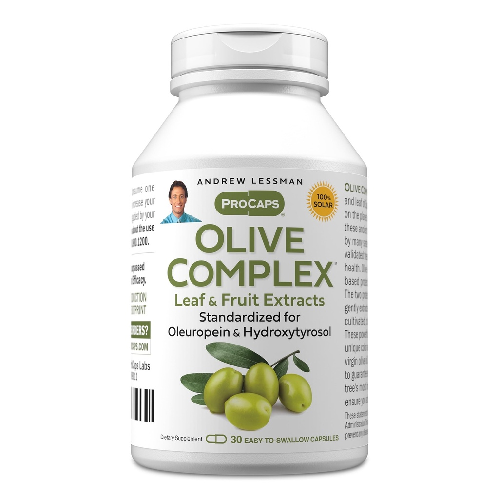 ANDREW LESSMAN מסובכת - 30 קפסולות - Leaf and Fruits. סטנדרטי עבור Oleuropein ו hydroxytyrosol כדי לתמוך Cardiovascular ו Immune בריאות. קל ל-Swallow כמוסות
