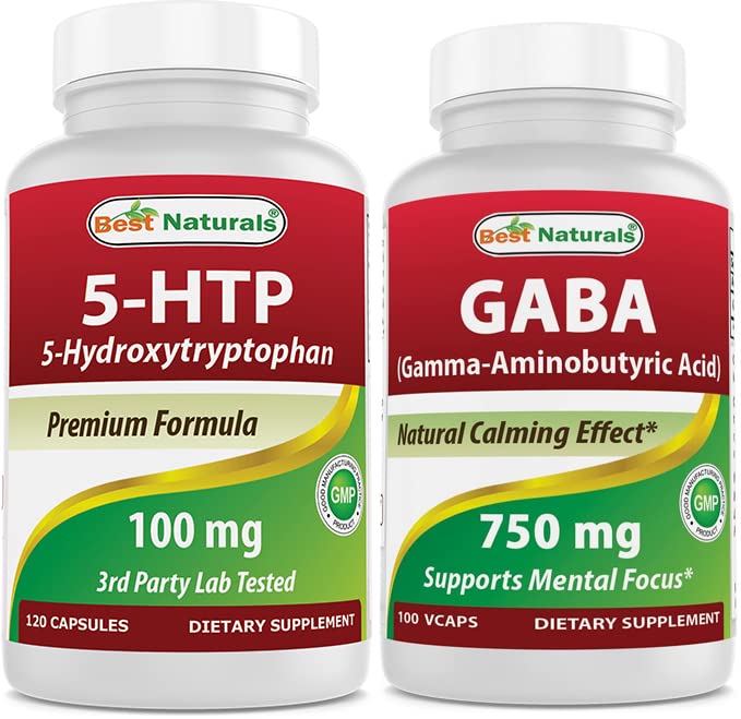 Best Naturals 5-HTP (5-hydroxytryptophan) 100 מ"ג & GABA 750 מ"ג