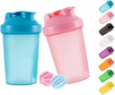 Shaker Bottle Protein Shakes ו 16-Ounce / 400ML Shaker-Bottle with Whisk Balls, Non-BPA פלסטיק (Blue+Pink(2PCS)
