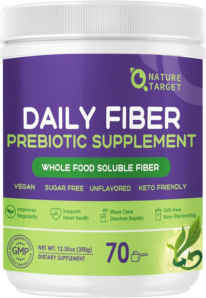 תוספי סיבים יומיים - אבקת סיבים Prebiotic for Gut Health, Whole Food High סיבים לבריאות ולקבועות, אבקת Unflavored Clearing, Gluten & Sugar חינם, Keto - 70 משרתים