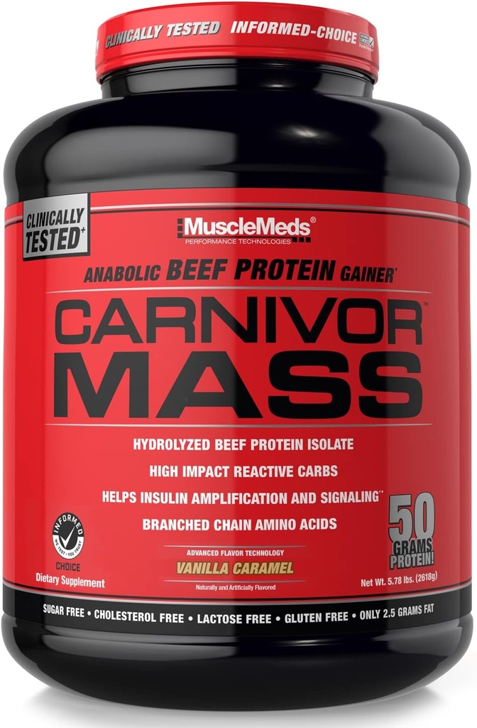 שריר Meds Carnivor Mass Diet, Vanilla Carmel, 5.78 פאונד (002658)