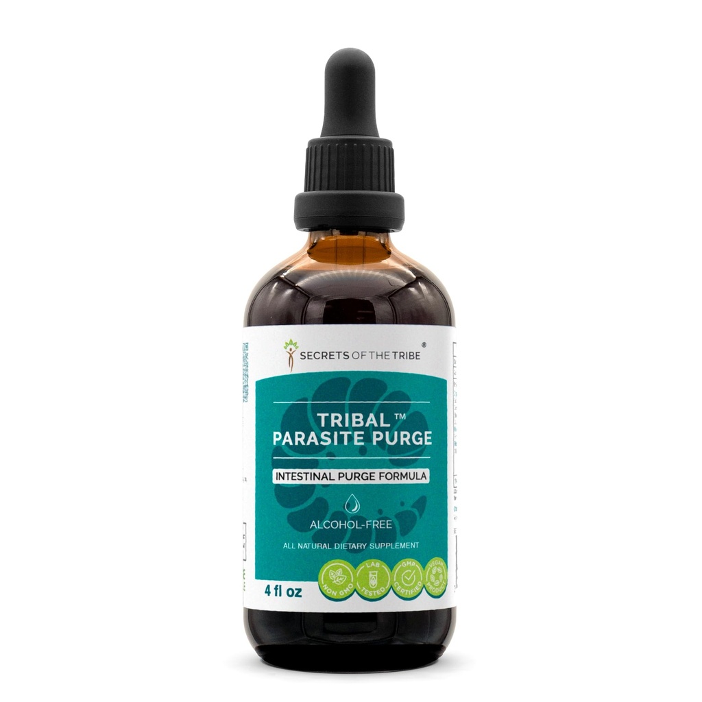 סודות של השבט Tribal Parasite אלכוהול חינם לחלץ, High-Potency Herbal Drops, Tincture עשוי Cranberry, Garlic, Black Walnut, OSHA, Wormwood, Pumpkin. פורמולה 4 oz