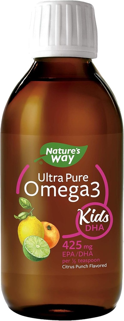 Nature's Way Ultra Pure אומגה 3 ילדים DHA שמן דגים נוזלי, Citrus Punch Flavor, 8 Fl Oz