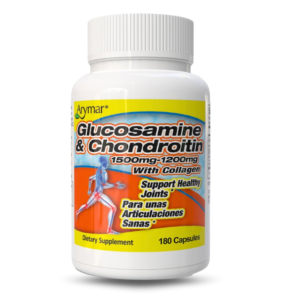 MAR Glucosamine & Chondroitin עם Collagen, תומך בריאות משותפת (180 קפסולות / Pack של 1)