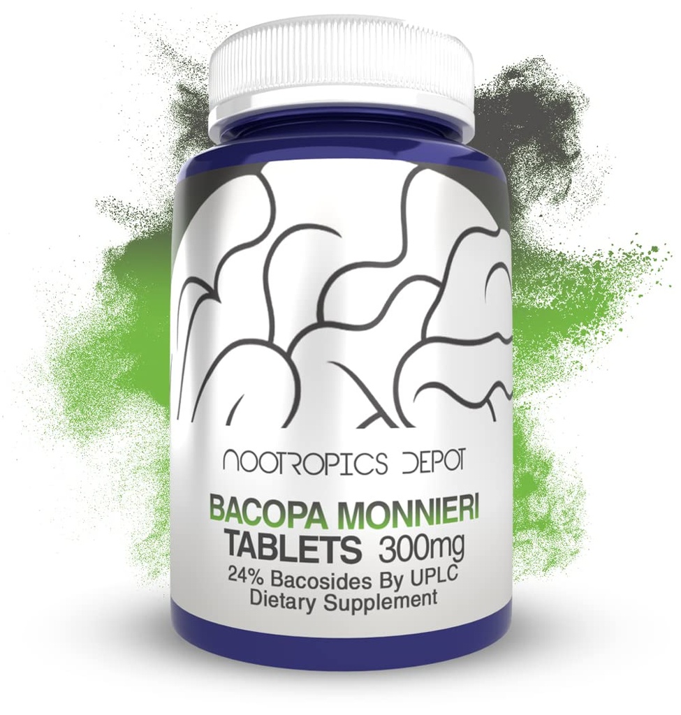 Bacopa monnieri לחלץ טבליות | 240 Count | מינימום 24% Bacosides | May Help Support Cognitive Function