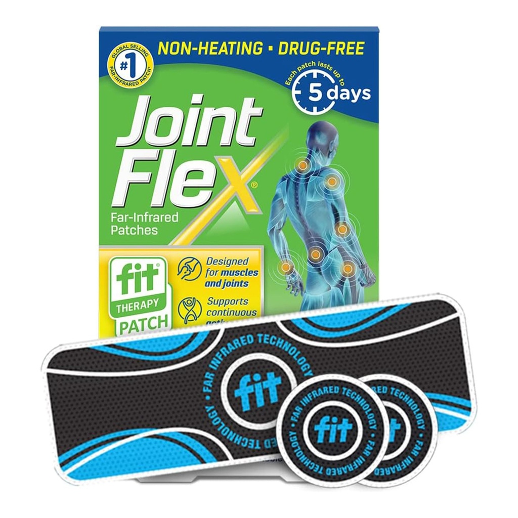 JointFlex FIT Therapy Far Infrared Patch Trial Pack, תומך ניידות פעילה רציפה עבור השרירים ופרקים, עד 5 ימים / פטך, עמיד במים, ללא היסוס, ללא סמים - 3-ct, 1 Rectangular/2 Round Round Round Round Round Round