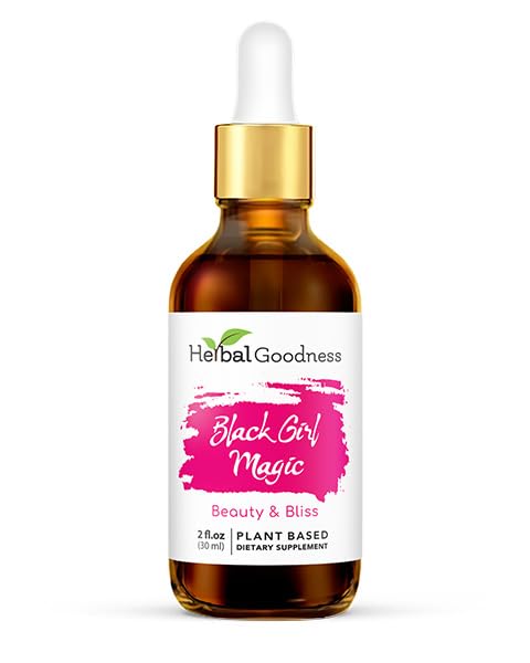 Herbal Goodness Black Girl Magic - Skin Supplements for Women, Radiant Skin Support, Essential Skin Food, Ashwagandha Supplements - 1 Bottle (2 fl oz)