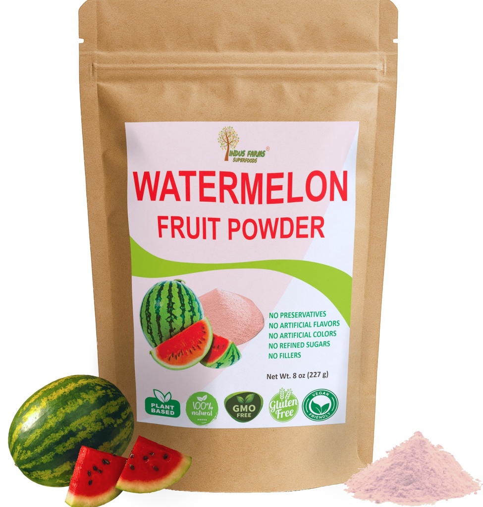 Indus Farms Superfoods All Natural Watermelon אבקת פירות, אלקטרוליטים מיידיים, Pre-Workout & Post-Workout תוסף, Beverage Enhancer, מרינהdes, רוטב, סלטים, Face Masks, GMO-Free, 8 oz oz oz