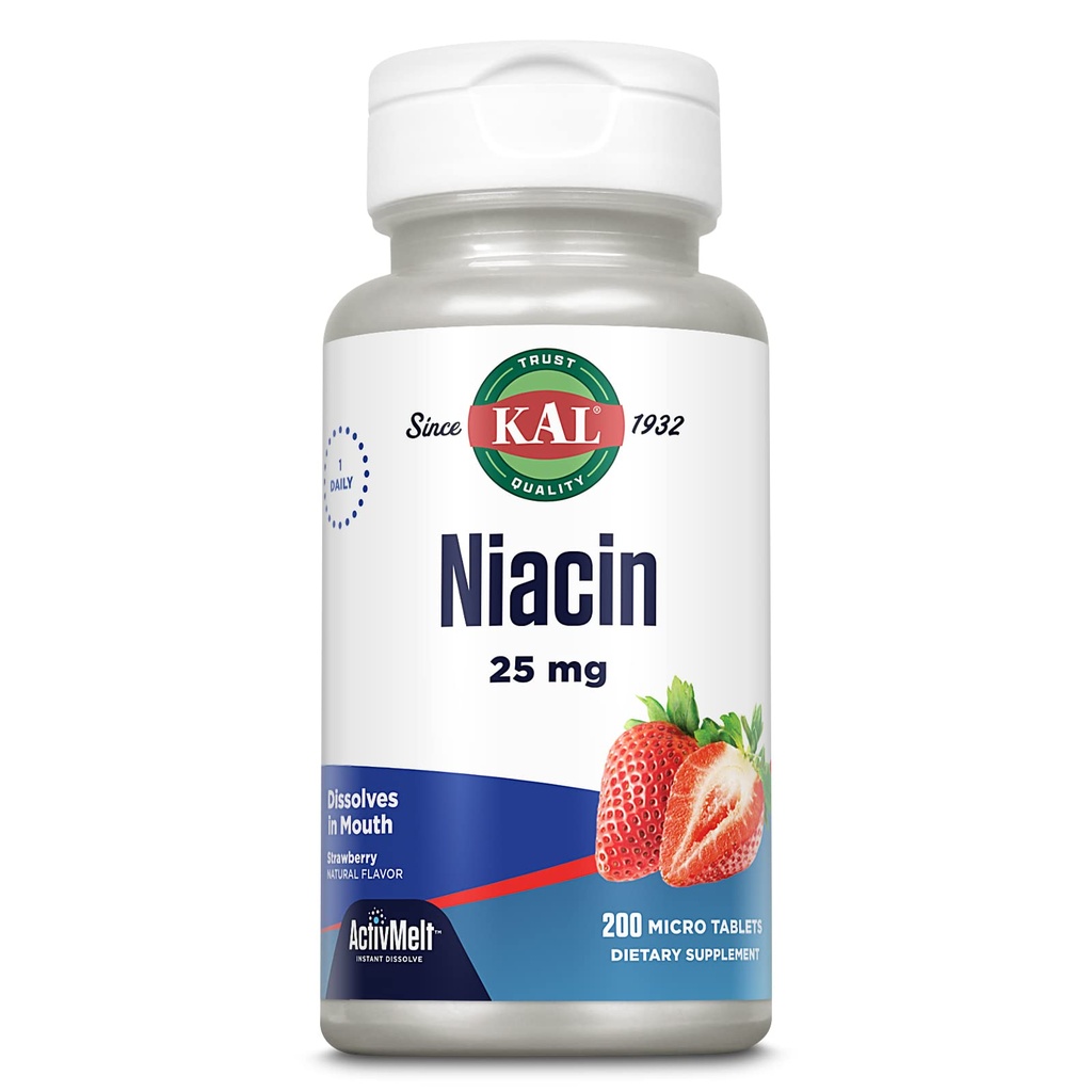 קאל 25 Mg Niacin Tablet, Strawberry, 200 הרוזן