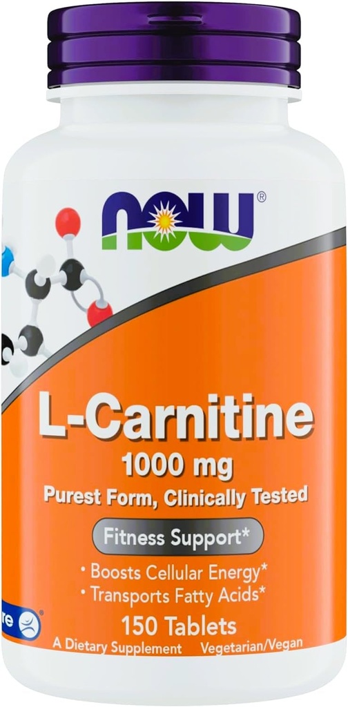 עכשיו תוספי L-Carnitine 1000 מ"ג - 150 טבליות ערך גודל, תומך צמיחה שריר Lean, Carnipure, non-GMO, כשר, אידיאלי עבור טבעונים, ספורטאים ותמיכה באנרגיה
