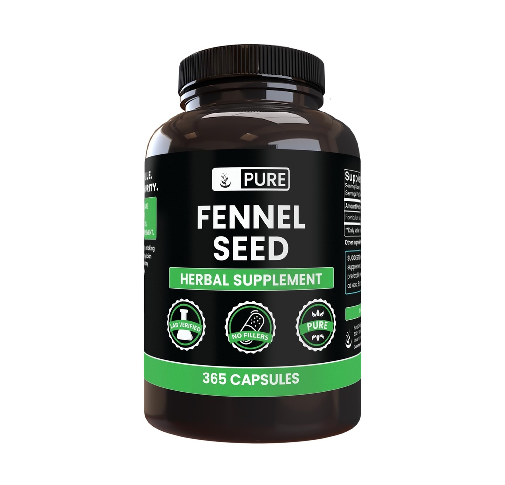 PURE ORIGINAL INGREDIENTS Fennel Seed (365 קפסולות), No Magnesium or Rice Fillers, Always Pure, מעבדה מאומתת