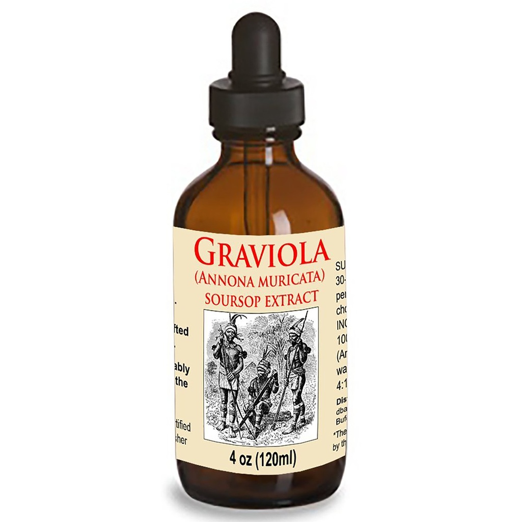 אורגני Graviola נוזל Soursop לחלץ 4 oz Wildated Tincture (Annona Muricata): מערכת החיסון Booster (4oz)