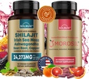 Ultimate Antioxidant Bundle - Shilajit Pure ההימלאיה האורגנית & Morosil - Fulvic Acid Trace מינרלים, Irish Sea Moss, Ashwagandha, Copper, Beet Root - non-GMO, Gluten-Free, טבעוני תוספת תוספת תוספת תוספת תוספת