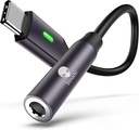 Stouchi USB C עד 3.5mm Dongle Fiter, USB C עד 3.5 מ"מ Headphone ג'ק Hi-Fi DAC תואם לאייפון 15 Pixel 8 7/6a/6/5, iPad Mini 6, Samsung Galaxy S22/S21/S20 Plus, Note 20/10- אפור אפור